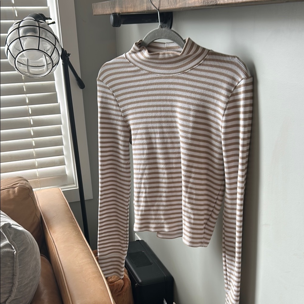 Striped Tan and White Women's Top
